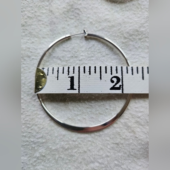 Premier Designs On The Town Silver Plated Hoop Earrings, Large, Reflective, NIB - Picture 15 of 16